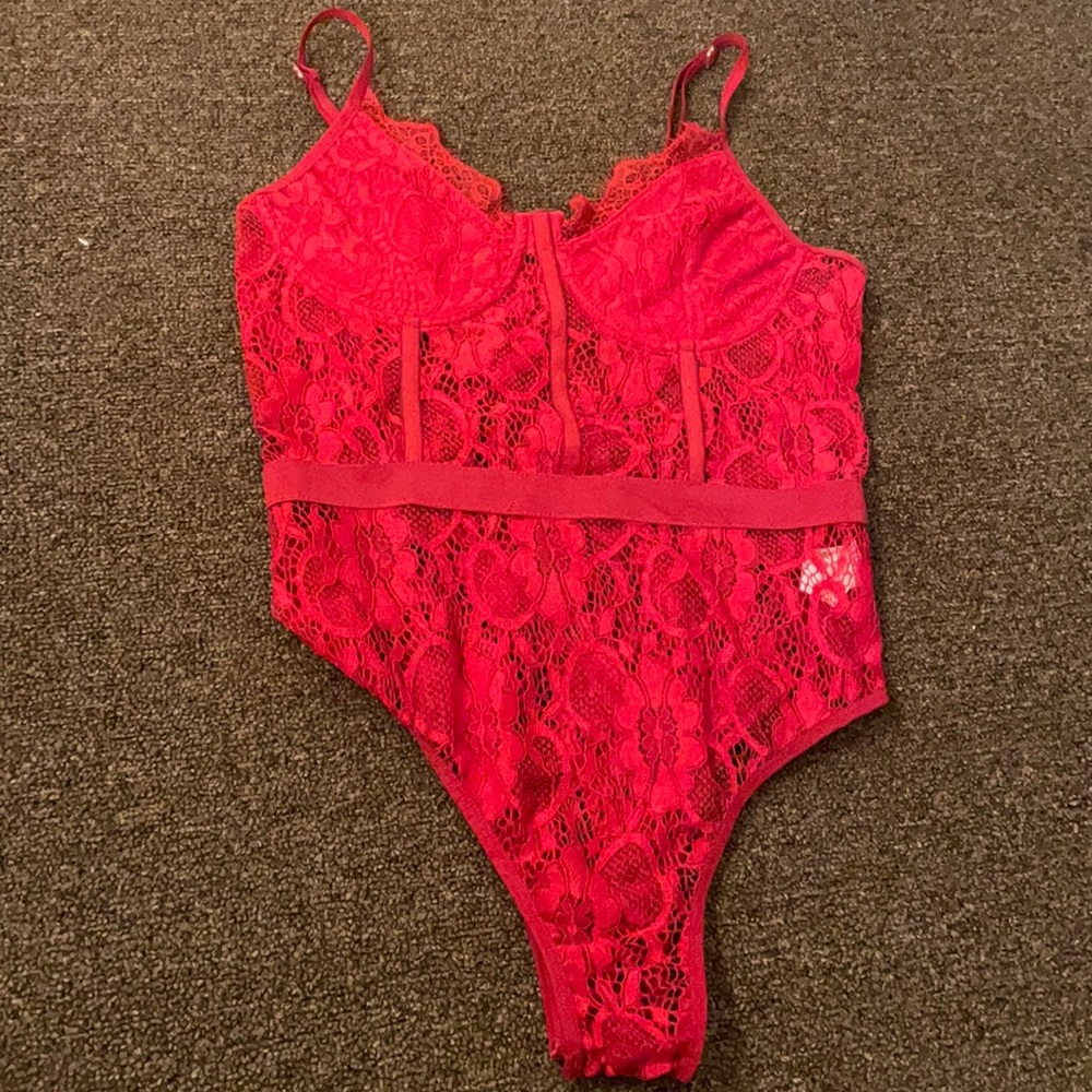 Red lace bodysuit